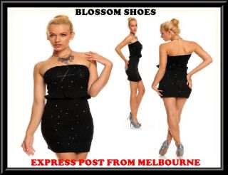 White Black Red Strapless Bandeau Womens Prom Dance Club Party Minidress s 8 10