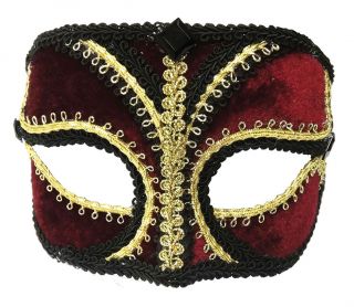 Masquerade Mask Worn Like Glasses Red Black Gold Fancy Dress Party Prom Ball