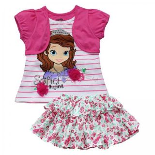 Sofia The First Girl Princess Top T Shirt Floral Tutu Skirt Dress 2pc Set Outfit