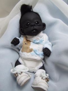 OOAK Baby Gorilla Monkey Sculpted Polymer Clay Art Doll Poseable Teddy Bear