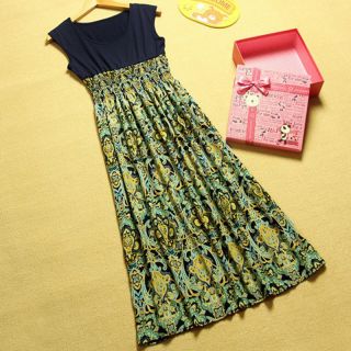 Lady Maxi Summer Dress Bohemian Dress Floral Print Chiffon Blend 4 Colors