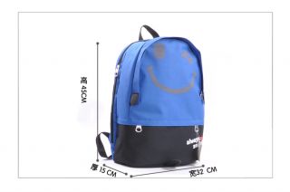 Big Smile Cool Canvas School Book Backpack Fashion Girl Boy Travel Book Bag