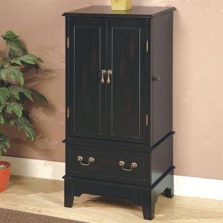 Classic Black Jewelry Armoire with Two Doors Large Storage Drawers by Coaster