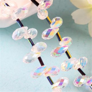 20pcs Faceted Teardrop Colorful Glass Crystal Loose Beads Jewelry Making 5x10mm
