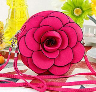 New Women Girl Rose Flower Wristlet Leather Purse Handbag Pouch Evening Coin Bag