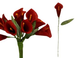60 Red Single Stem Silk Mini Calla Lily Wedding Flowers