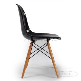 Eames Style 1948 Eiffel Base Molded ABS Chair Black Wooden Leg Modern Classic