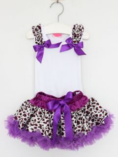 2pcs Girl Baby Newborn Infant Bowknot Vest Top Skirt Tutu Outfit Clothes Purple