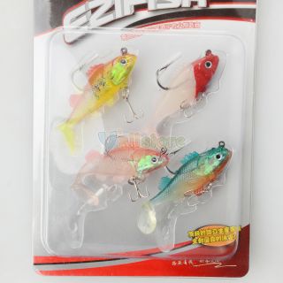 New 4 Pcs Rubber Bass Fishing Lures Soft Bait with Two Hooks Y699