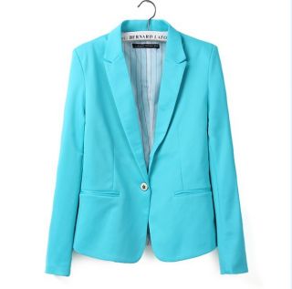 6 Candy Color 2013 Womens Casual Slim One Button Tunic Blazer Jacket Suit