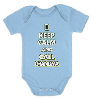 Keep Calm and Call Grandma Baby Romper Onesie Cute Boy Girl Shower Gift Bodysuit