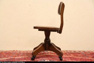 Oak 1930 Art Deco Swivel Desk Chair on Wheels