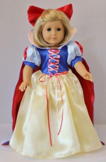 18" Doll Clothes Snow White Princess Costume Dress Halloween 5 Piece Set