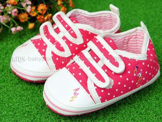 New Toddler Baby Girl Hot Pink White Dots Tennis Shoes Size 3 A706