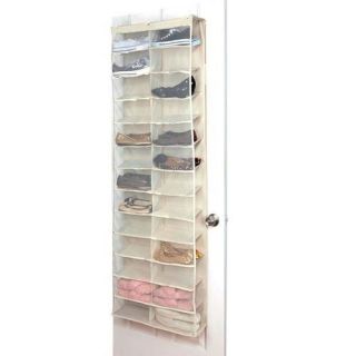 New 26 Pair Beige Over The Door Hanging Shoe Hook Shelf Rack Storage Organiser