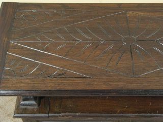 Antique English Solid Oak Carved Bench Seat Trunk Table c1940 M42