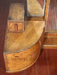 Antique Burl Walnut Art Deco Vanity Chest Dresser w Tri Fold Mirror c1930’s P91B