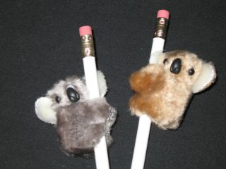 New 3 PC "Koalas Kangaroo" Pencil Huggers Furry Animal Birthday Party Favors