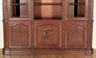 Solid Mahogany Walnut Finish Presidential Resolute Bookcase Display Cabinet 049W