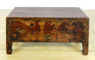 Antique Red Low Table Altar Stand Display Cabinet 29 5"