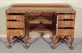 Antique English Walnut Chippendale Claw Ball Buffet Sideboard Server L53