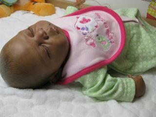 Hunnybear Nursery Reborn Doll Fake Baby AA Ethnic Biracial Baby Girl Zara