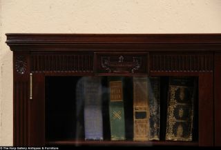 Triple Library Bookcase 1910 Mahogany Antique Adjustable Shelves