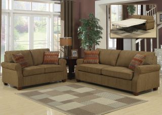 3pc Transitional Modern Fabric Sofa Bed Set AC Ale S1