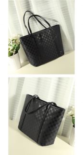 Womens Check Crocodile Snakeskin Pattern PU Leather Tote Shoulder Bag Handbag