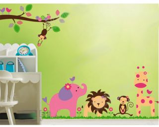 Jungle Tree Monkey Nursery Baby Room Removable Quote Vinyl Wall Decals Stickers