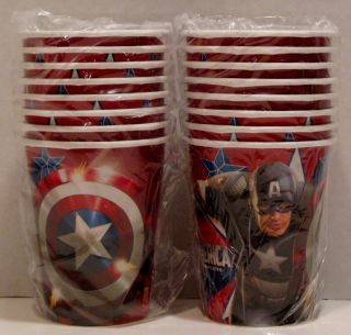 Captain America Stickers Tattoos 32 Plates Napkins 16 Cups Bags Blowouts Masks