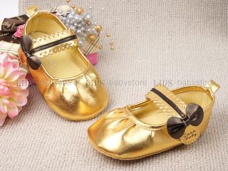 New Toddler Baby Girl Golden Mary Jane Shoes Size EU 23 A910