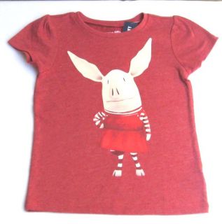 Old Navy Toddler Girls Heather Red Knit T Shirt Olivia The Pig 3T 4T