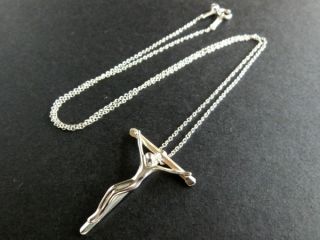 Tiffany Co Elsa Peretti Crucifix Christ Cross Necklace Sterling Silver 925