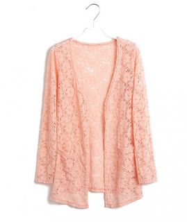 New Sexy Womens Lace Top Solid Color Floral Crochet Lace Vintage Lace Cardigan