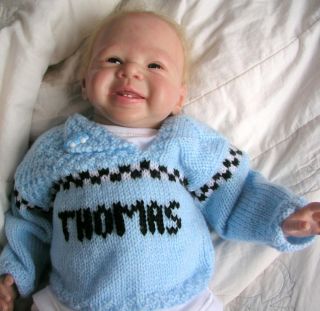 Boutique Personalised Gift Anyname Hand Knitted Baby Boy Sweater Jumper Cardigan