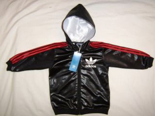 New Adidas Chile 62 Linear Baby Boys Girls Hoody Full Tracksuit Black Whitered