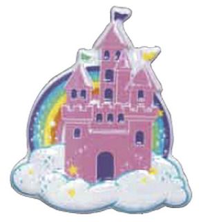 Cupcake Fairy Cake Decorations Toppers x1 Princess Castle Plaque Pink Purple