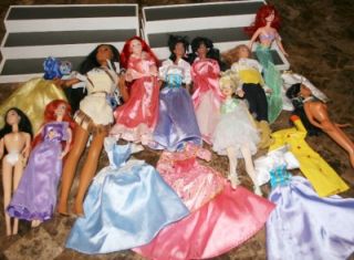 Disney Princess Doll Lot Princess Prince Gowns Pocahontas Mermaid Great Price
