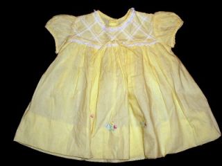 Infant Girl Vintage Yellow Cotton Dress 9M Reborn 110