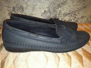 Women's 6 Dexter Blue Leather Fringed Loafer Moccasins Comfort Casual Shoes GUC