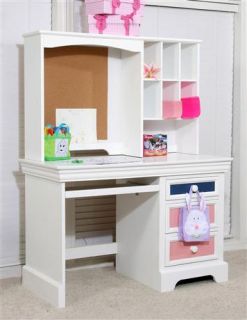 Computer Desk in White Finish w Keyboard Tray Drawers Color Box ID 320959