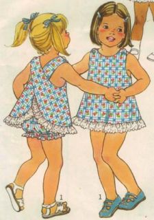 Vintage Toddler Girls Sun Dress Bloomers Pattern Sz 1 Simplicity 9513