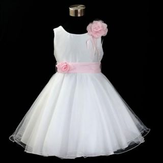 P668 Pinks Christening Wedding Flower Girls Party Dress Sz 1 2 3 4 5 6 7 8 9 11Y