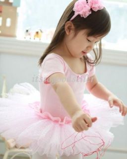 Girls Toddler Ballet Tutu Leotard Dress 3 8Y Short Sleeve Party Costume