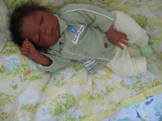Reborn Ethnic Realistic Lifelike Biracial Black AA Sleeping Newborn Baby Boy