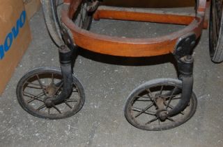 Antique Primitive Gendron 4 Wheel Chair Wooden 1800s