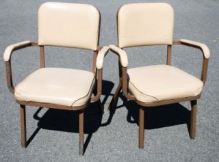 2 Vtg 60s Industrial Chair Pair Mid Century Modern Office Desk Set Mad Men Vinyl