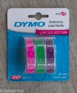 Dymo Caption Label Maker Labeling Embossing Tape Pink Green Purple Baby Feet