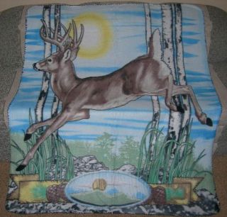 New Running Deer Elk Polar Fleece Throw Blanket Lodge